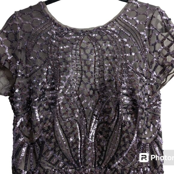 R&M Richards gorgeous plum color sequin dress size 10 - Picture 7 of 14